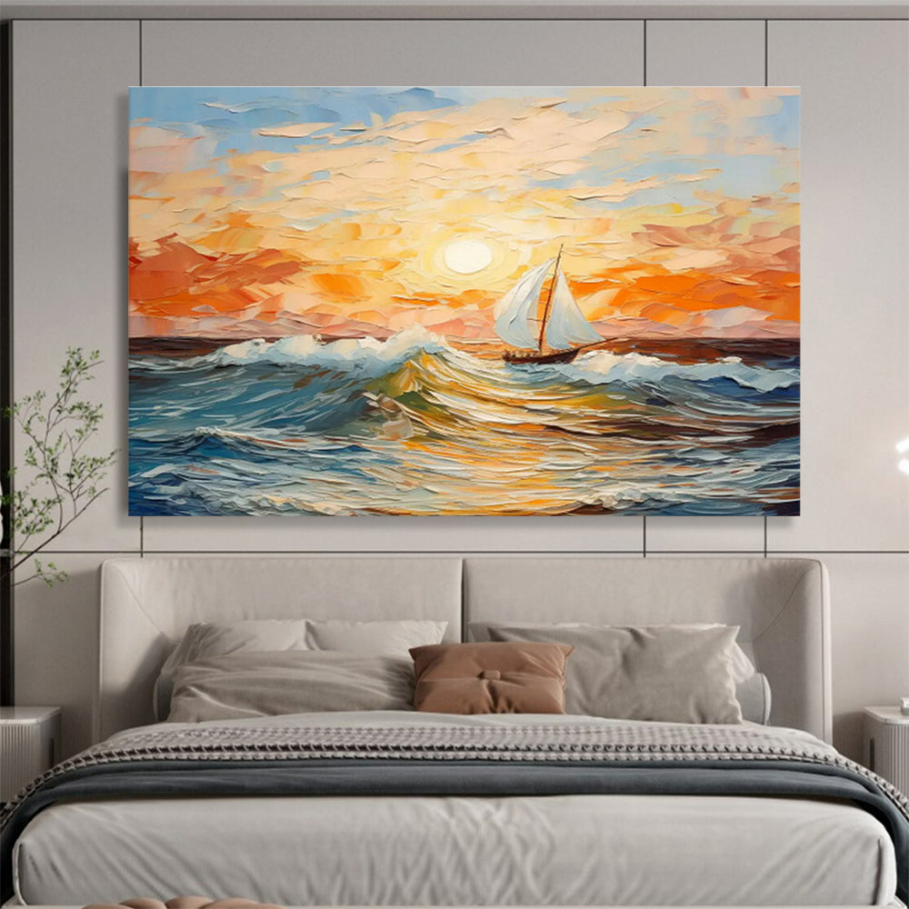 Sunset Sailboat Painting for Nautical - Themed Café DLZ3009