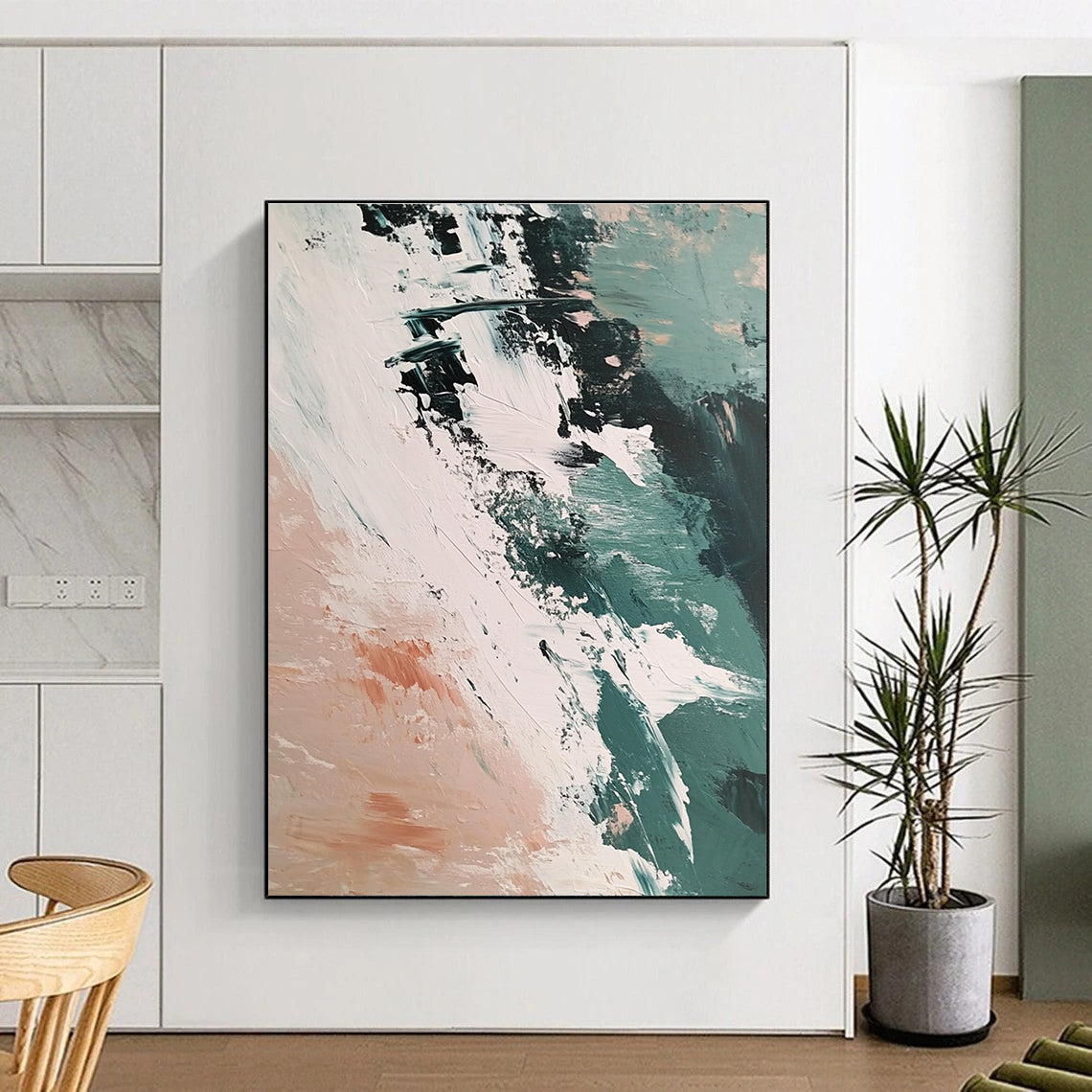 Abstract Green and White Art for Contemporary Art Studio & Creative Home Office STSC1437