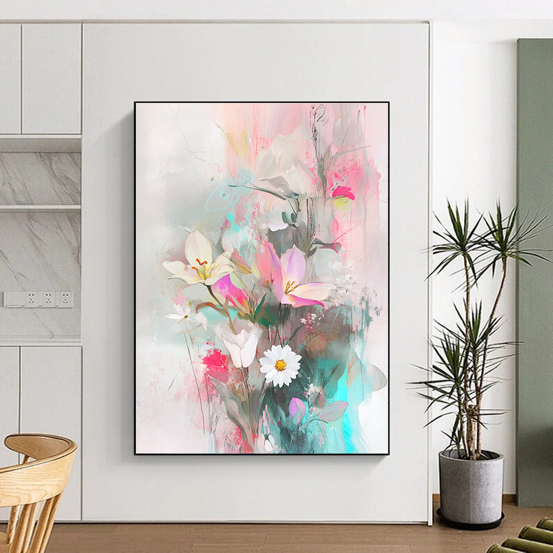 Soft Color Floral Abstract for Girly Bedroom & Art - Centric Café STSC857