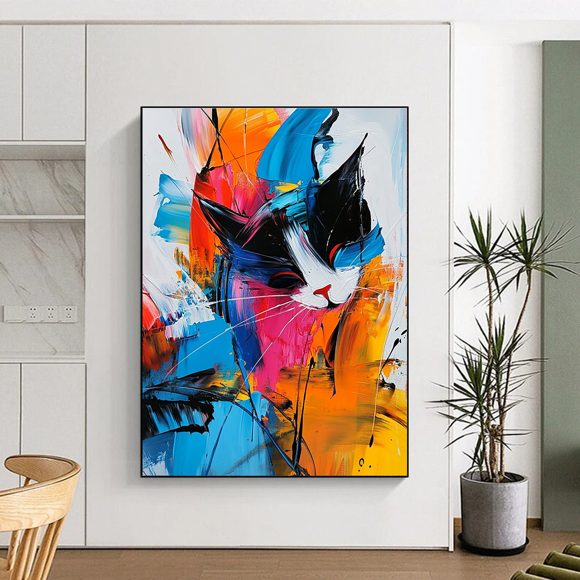 Colorful Abstract Cat for Playful Kids’ Room & Art - Centric Lounge STSC306