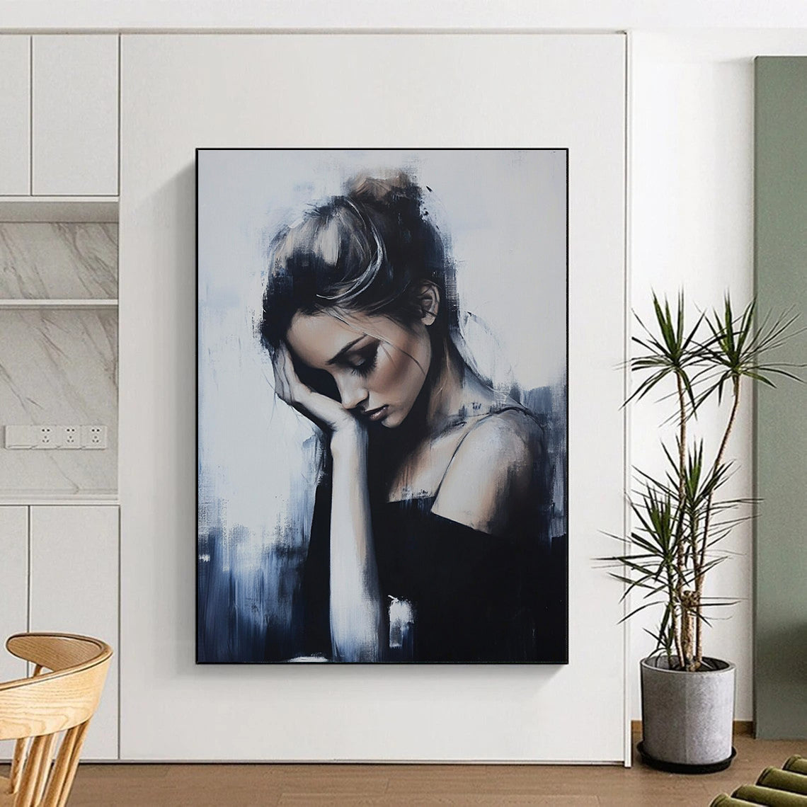 Contemplative Woman Portrait for Modern Living Room & Art Gallery STSC1266