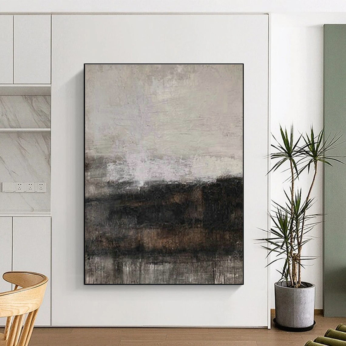Gray - Black Textured Abstract Art for Industrial Loft & Minimalist Office DLZ1880