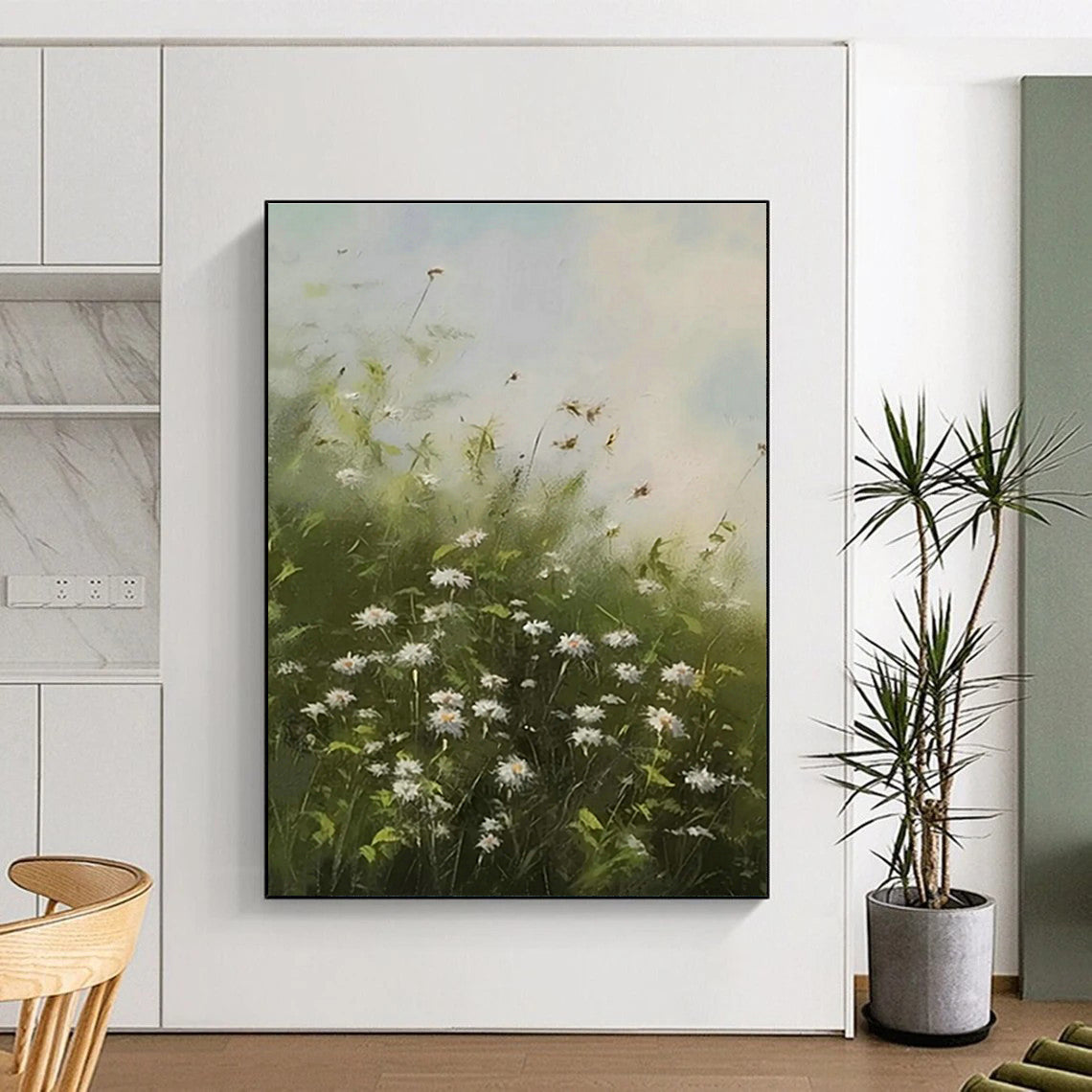 Daisy Meadow Oil Painting for Country Cottage Bedroom & Garden - Themed Tea Room DLZ0911