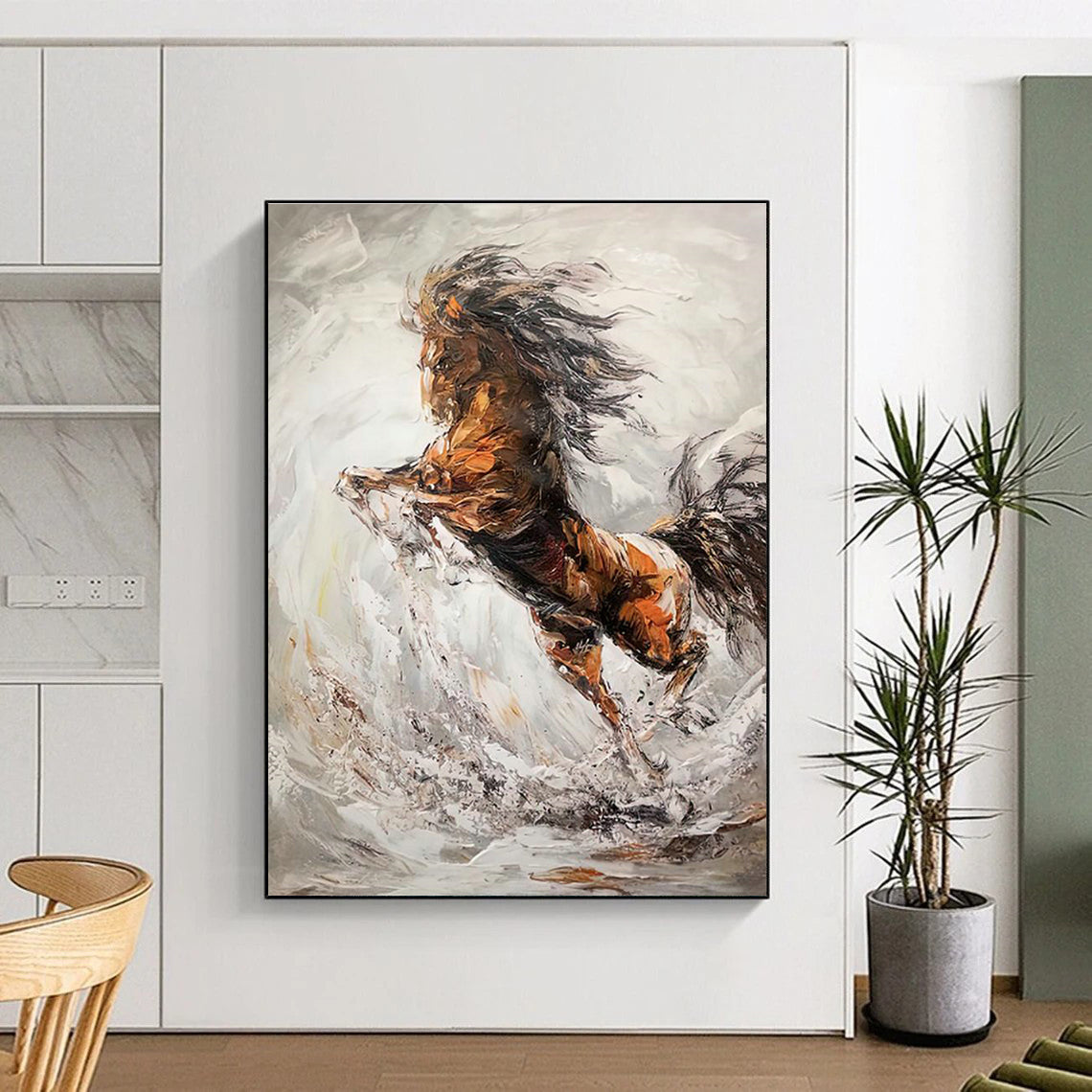 Rearing Horse Dynamic Art for Equestrian Club Lounge & Bold Home Office DLZ2131