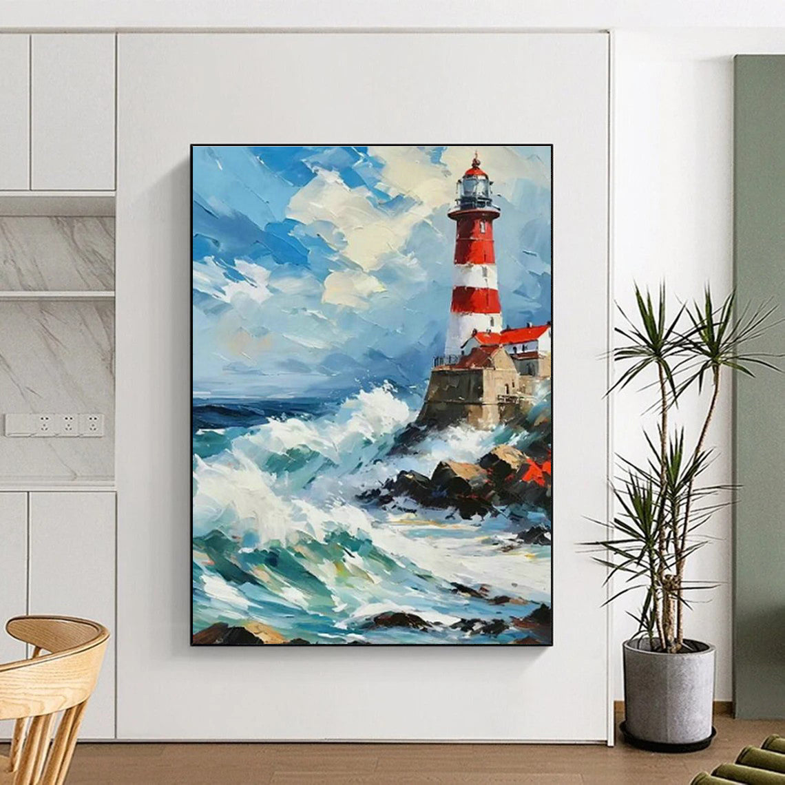 Lighthouse Seaview Oil Art for Living Room & Cottages DLZ0313