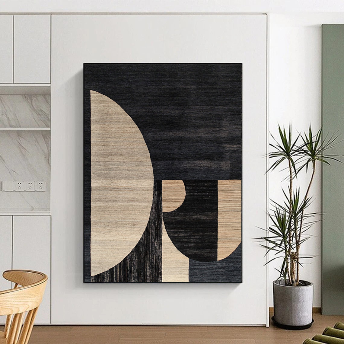 Geometric Black and Beige for Contemporary Art Space & Modern Minimalist Home STSC1169