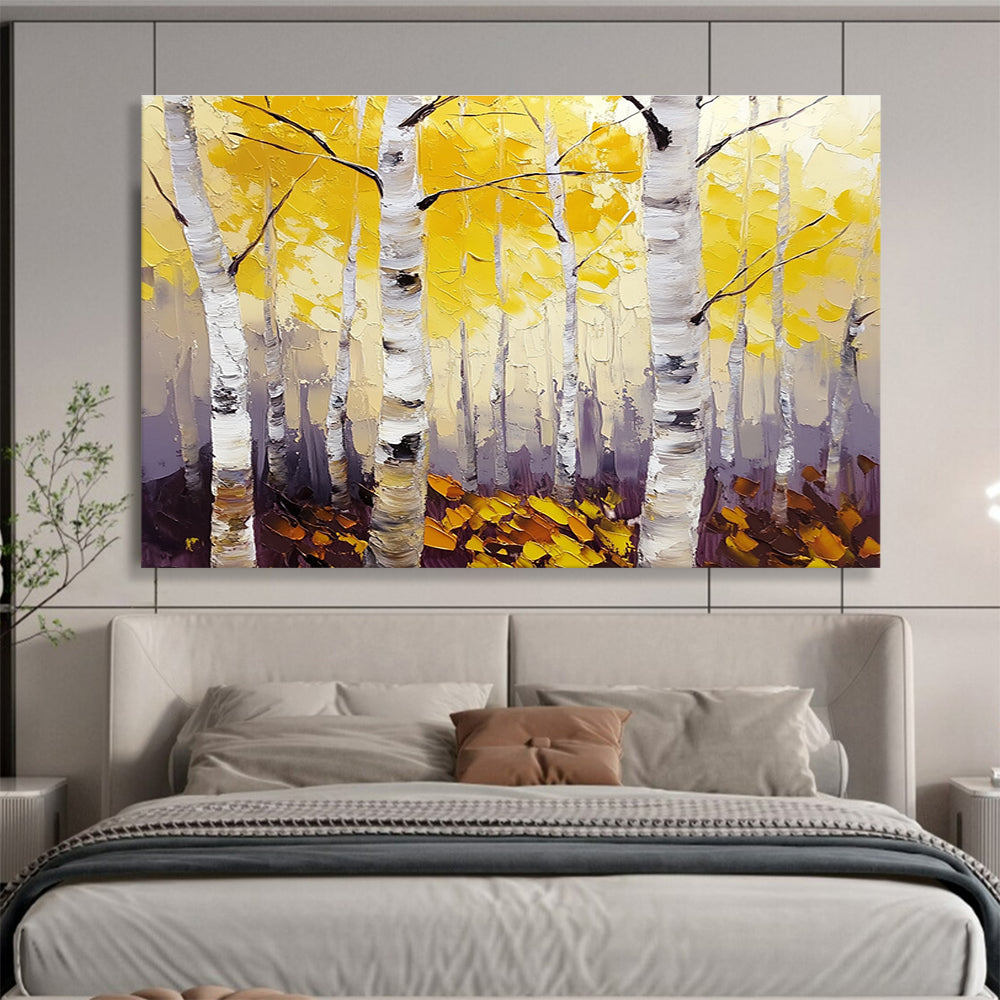 Golden Birch Forest Art for Autumn - Themed Restaurant & Rustic Home SC407