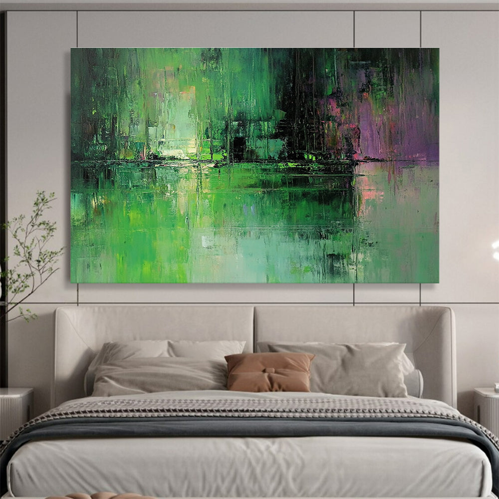 Green Forest Reflection Art for Eco - Friendly Resort Spa & Nature - Inspired Home Library SC114