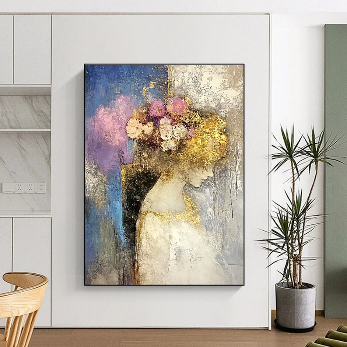 Woman with Floral Golden Headdress for Bohemian Bridal Suite & Art Gallery Exhibition STSC173
