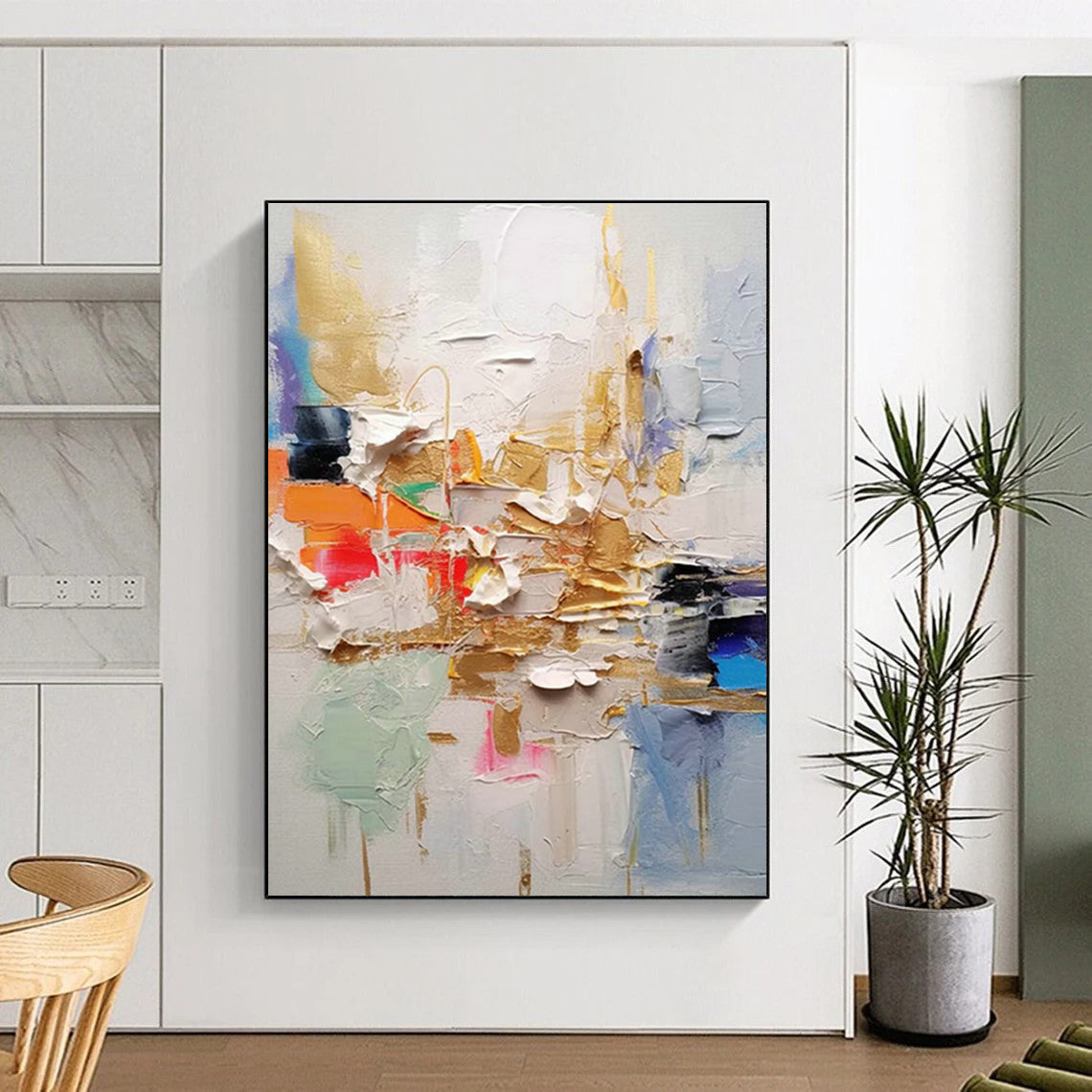 Colorful Thick - Paint Abstract Art for Creative Studio & Bohemian Restaurant DLZ1063