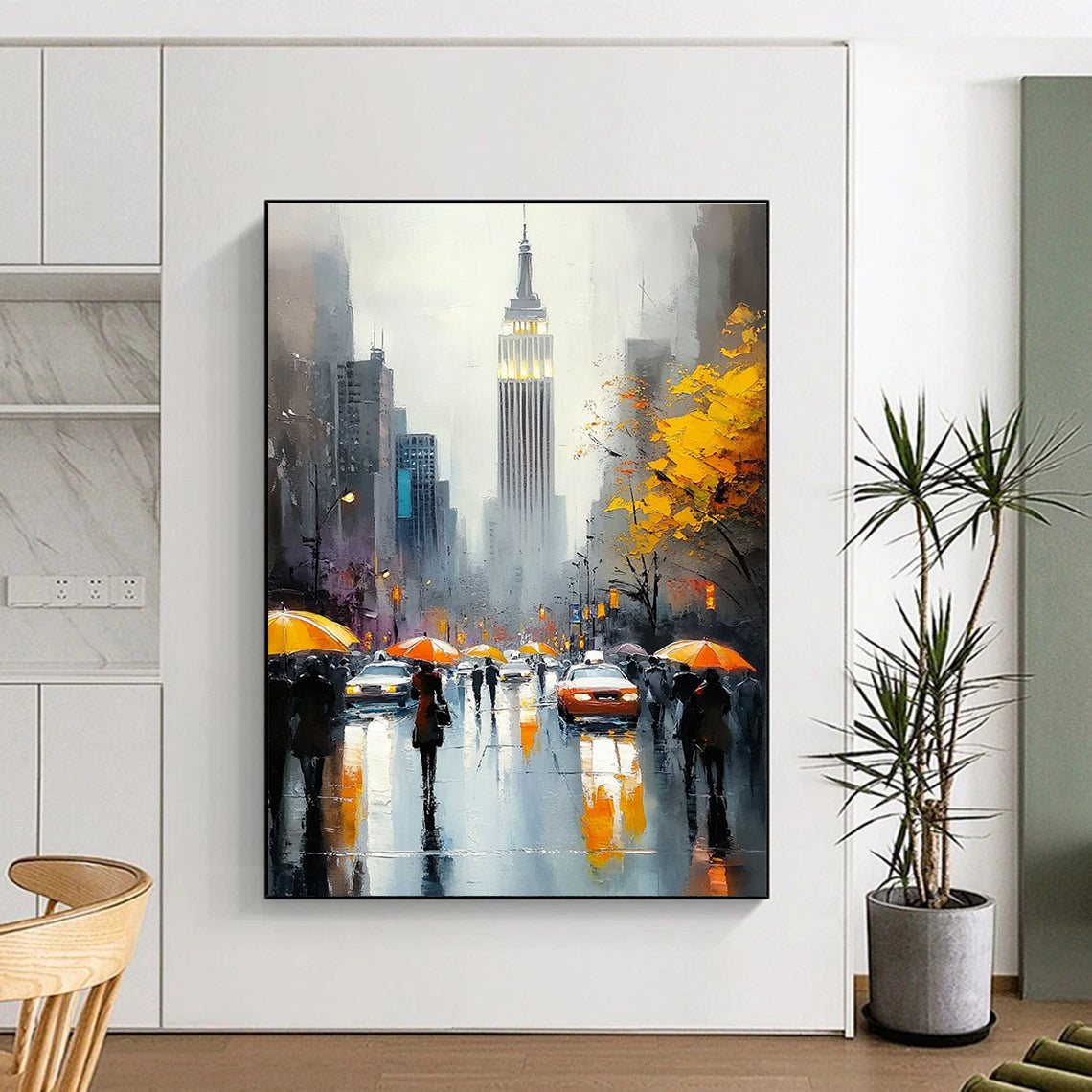 Rainy City Street with Umbrellas for Urban Loft & Rainy Day Café STSC1137