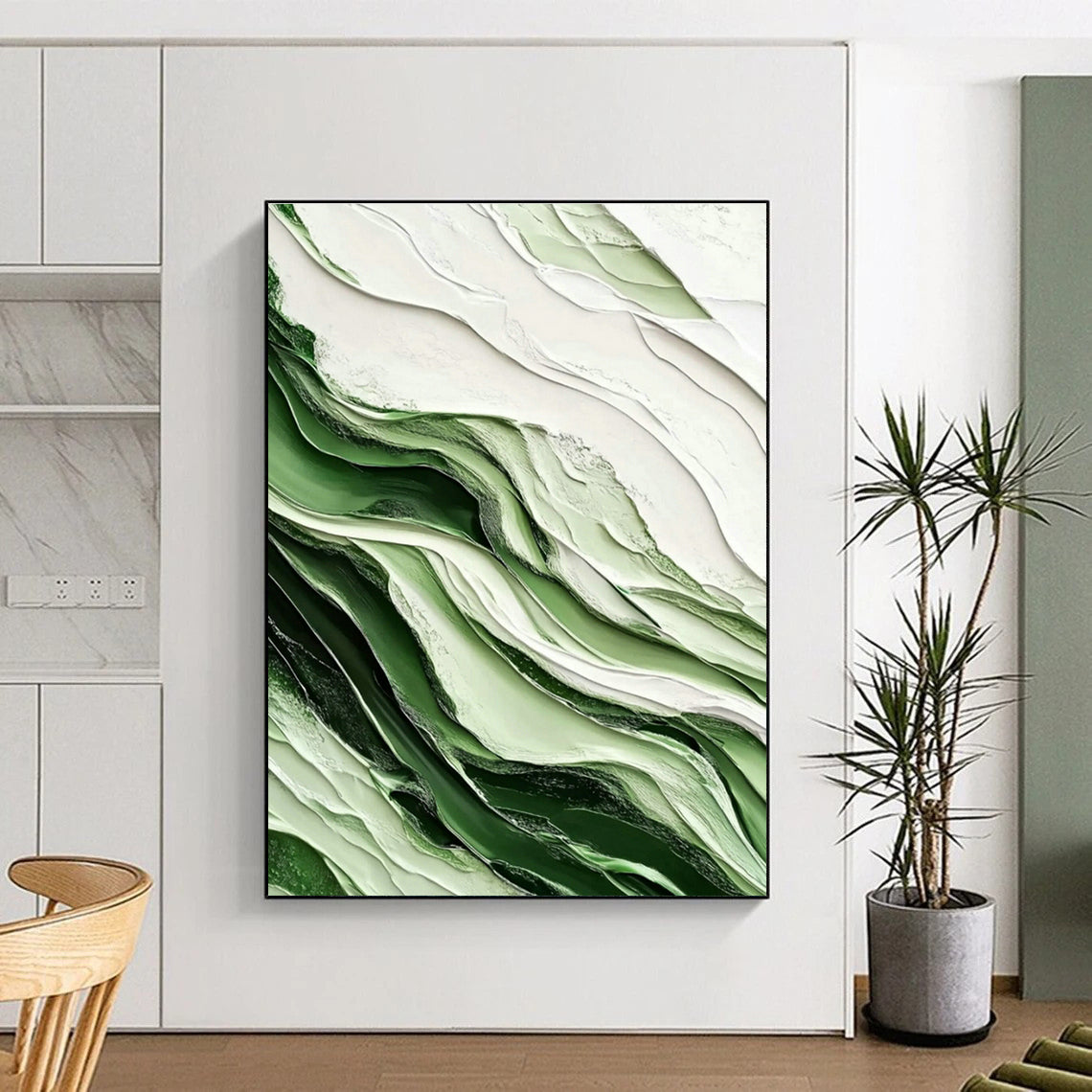 Green Textured Abstract Art for Modern Office & Zen - Inspired Home DLZ0733