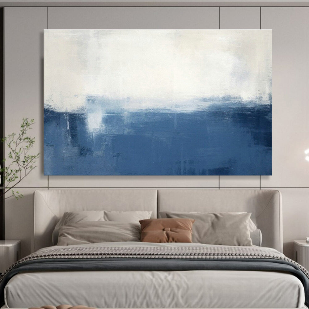 Blue - White Gradient Abstract Art for Coastal Home Bedroom Accents DLZ2650