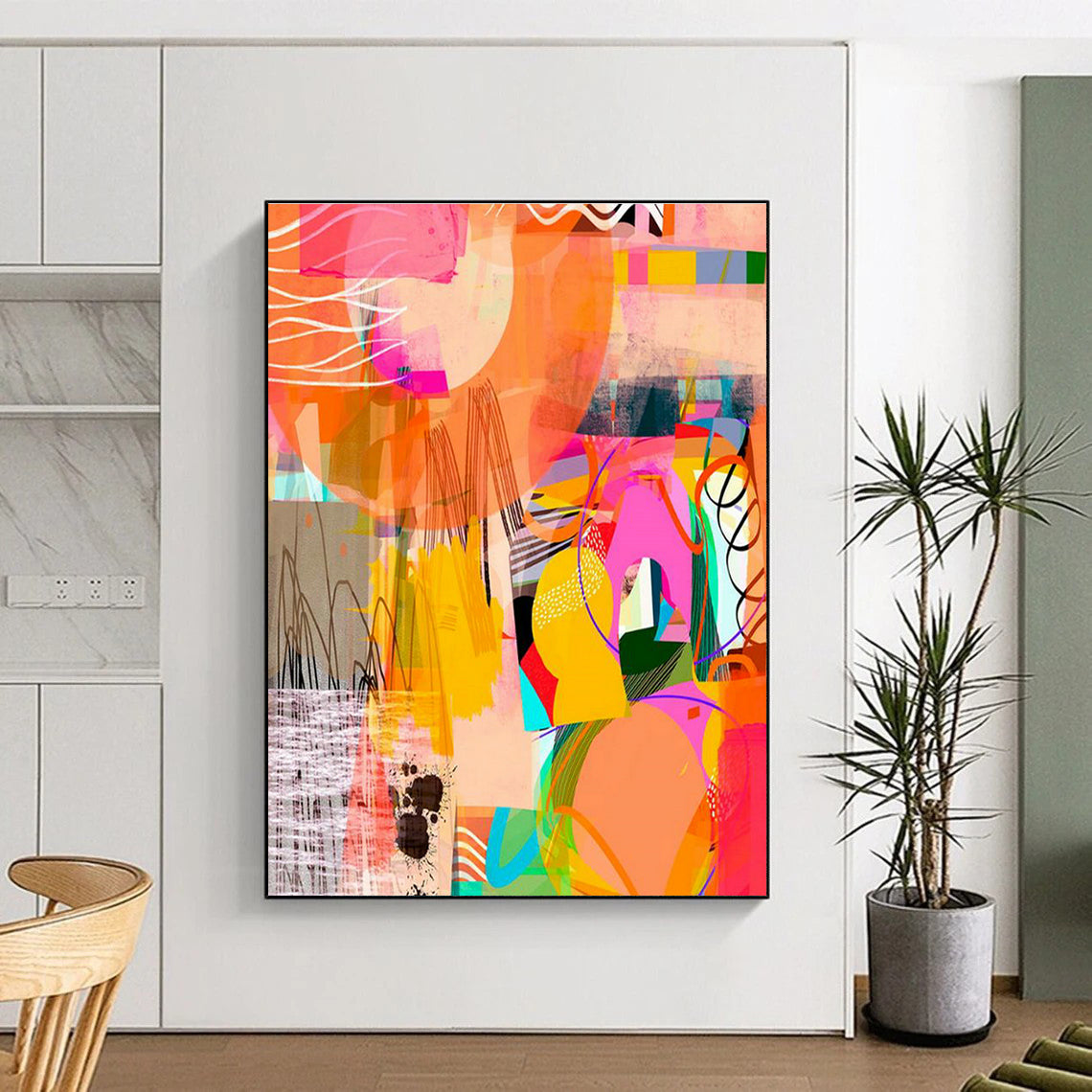 Orange - Pink Geometric Art for Trendy Café Community Boards DLZ0131