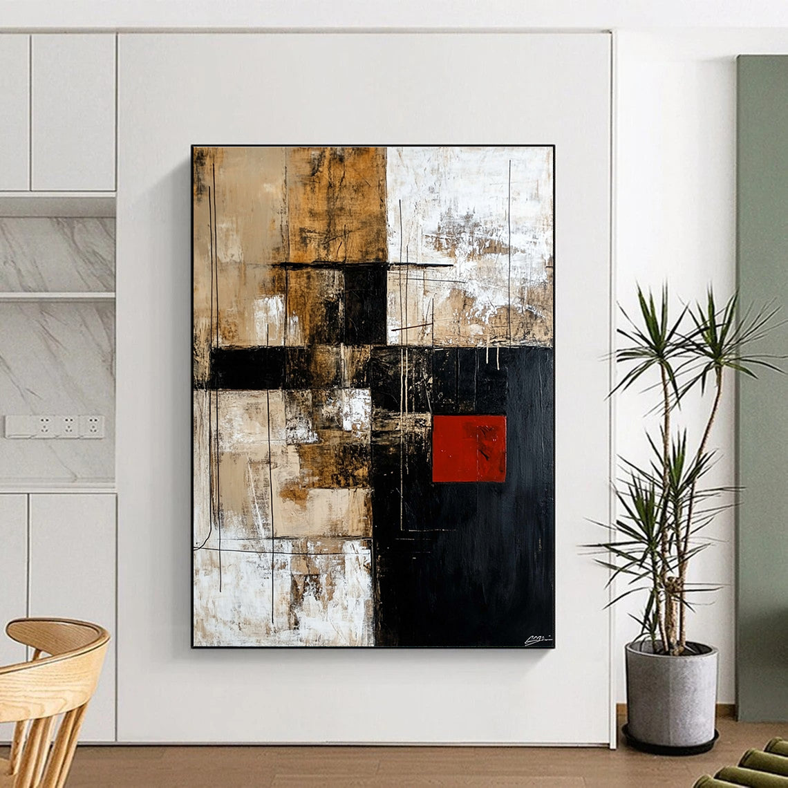 Brown and Black Geometric Abstract for Industrial - Style Loft & Contemporary Art Gallery STSC391
