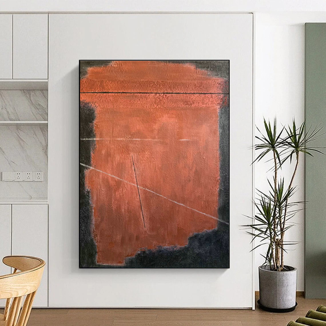Red and Black Geometric Abstract Art for Industrial - Style Loft & Modern Gallery Space DLZ0752