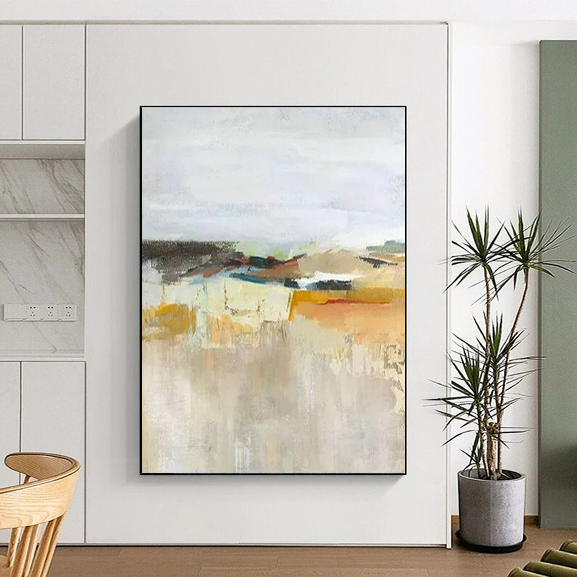Light - Colored Abstract Landscape for Minimalist Living Room & Art - Loving Office DLZ1823