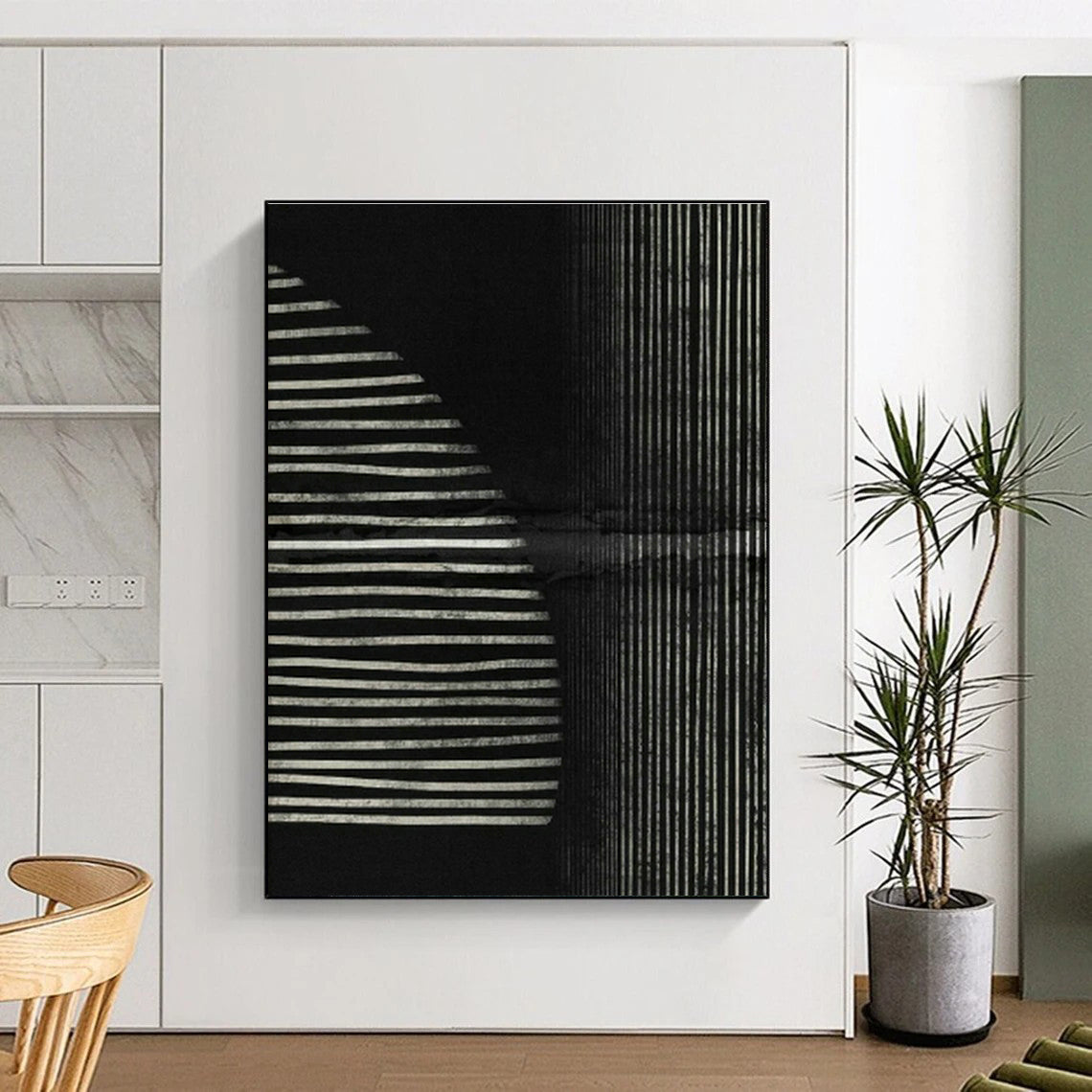 Monochrome Striped Art for Modern Gallery & Night Lounge DLZ1382