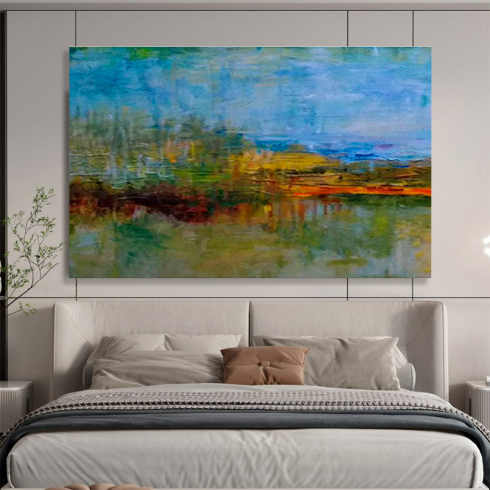 Colorful Lakeside Abstract Art for Cozy Living Room DLZ2774