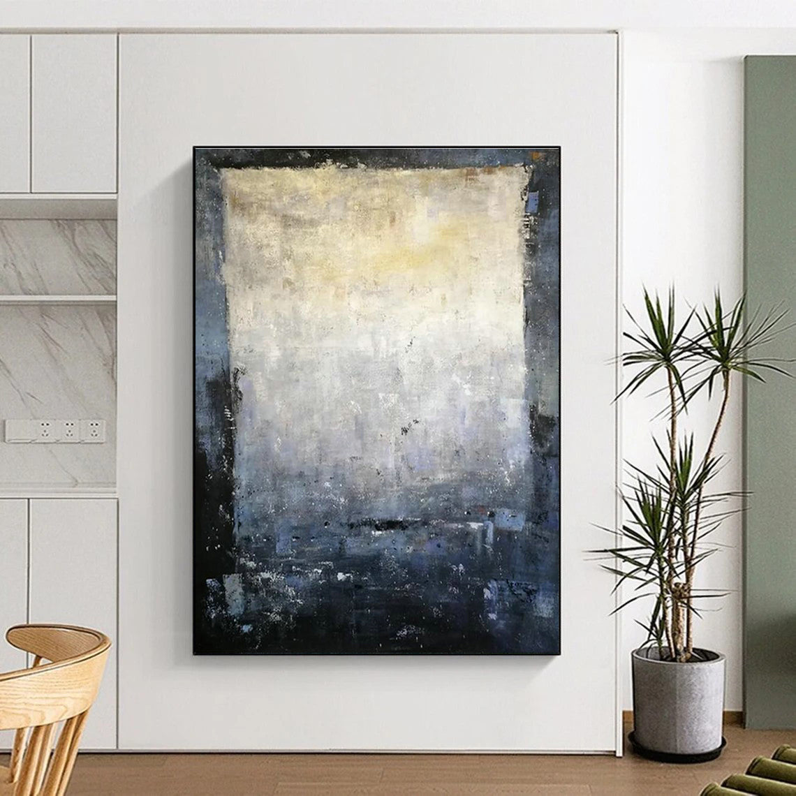 Gray - White Abstract Square Art for Library & Hallway DLZ2277