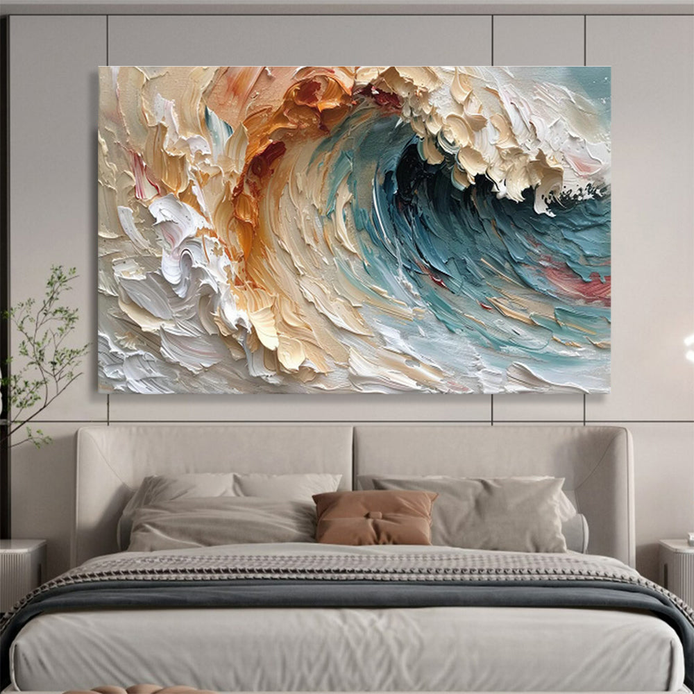 Textured Ocean Wave Art for Relaxing Bathroom Retreat DLZ3060