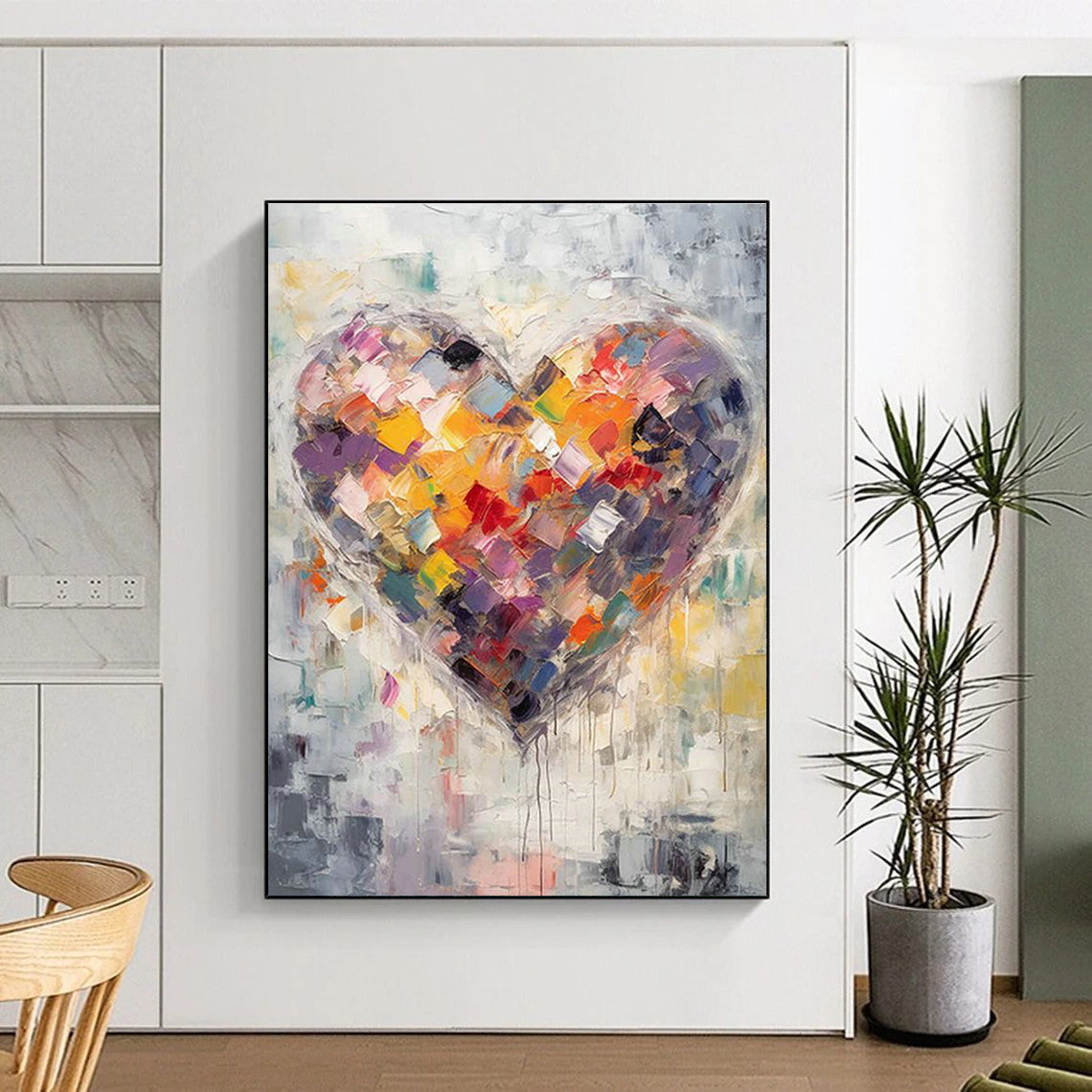 Colorful Heart Abstract Art for Romantic B&B Common Areas DLZ0129