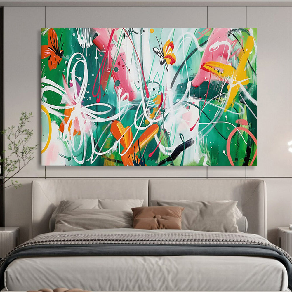 Butterfly Graffiti Abstract Art for Bohemian Café Backdrops DLZ2607