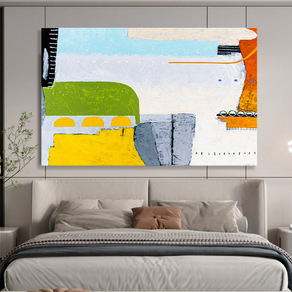 Colorful Geometric Abstract Art for Family - Friendly Restaurant DLZ2929