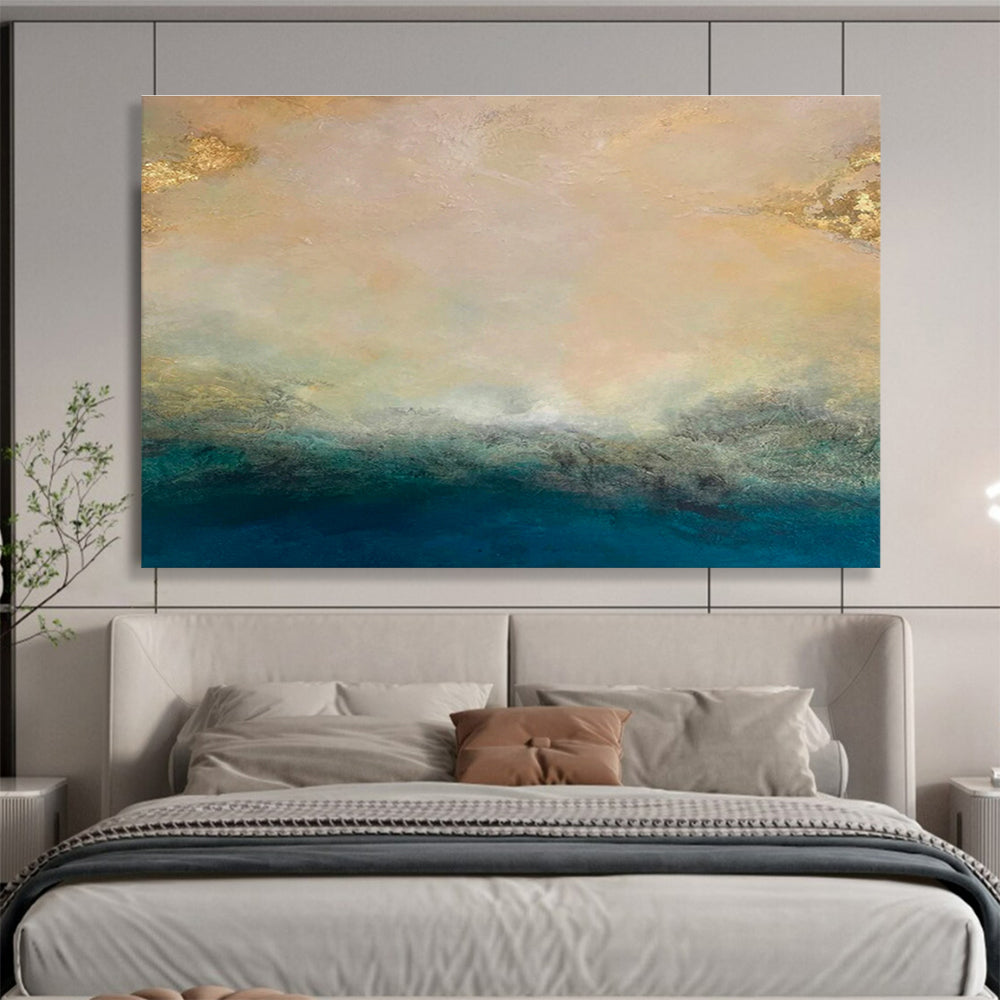 Gold - Accented Sea View Art for Luxury Yacht Club VIP Lounges DLZ3154