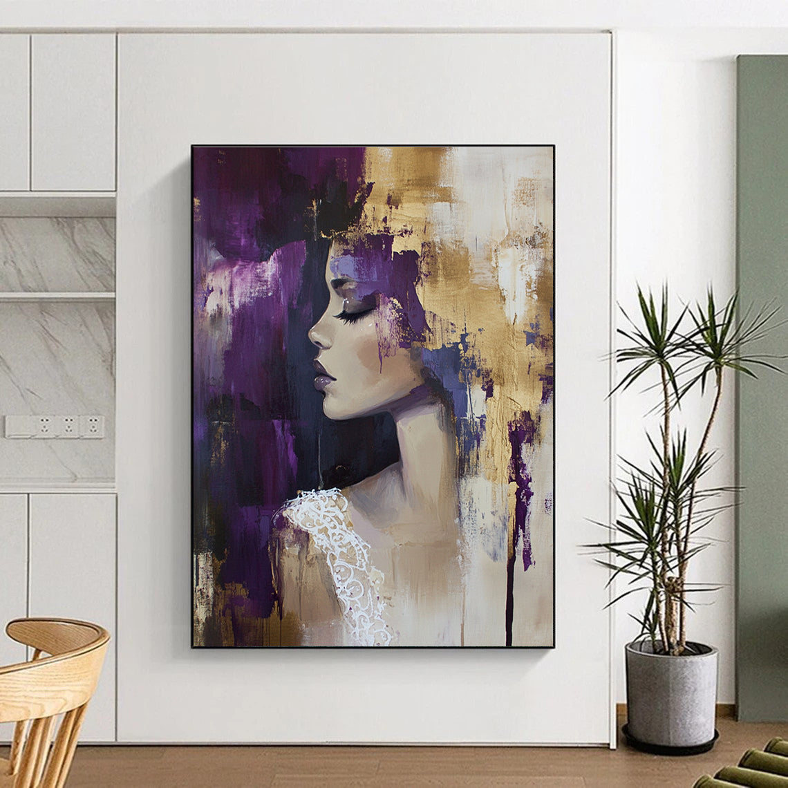 Woman with Purple and Gold Abstract Background for Luxury Beauty Salon & Art - Centric Lounge STSC177