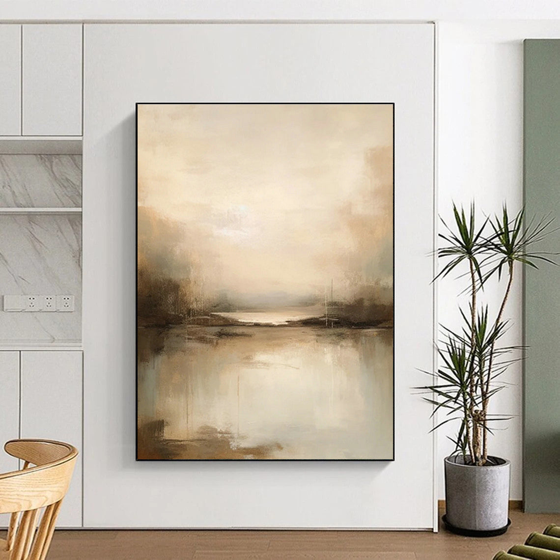 Misty Lake Landscape Abstract Art for Bedroom & Spa Retreat DLZ1260