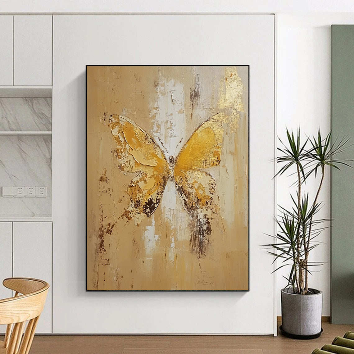 Textured Gold Butterfly for Elegant Bedroom & Sophisticated Living Room STSC252
