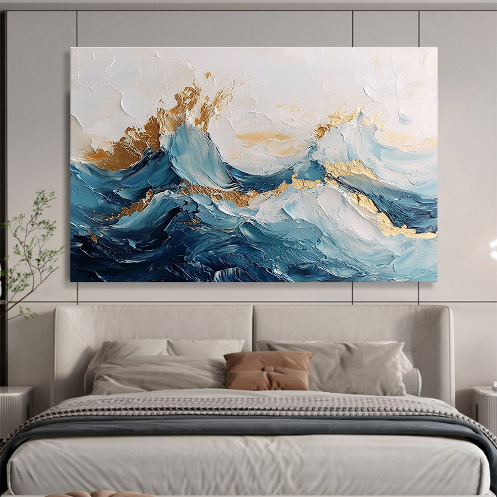 Textured Wave with Gold Art for Luxury Beachfront Villa & High - End Spa SC101