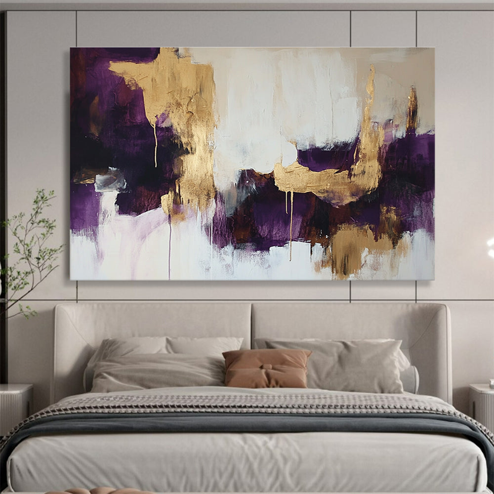 Purple and Gold Abstract Art for Luxury Bedroom & Upscale Restaurant SC212