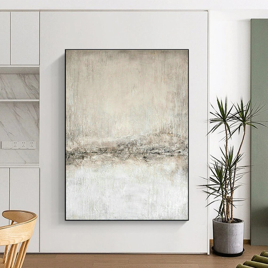 Gray - White Textured Art for Industrial Art Gallery & Monochrome Living Room DLZ1863