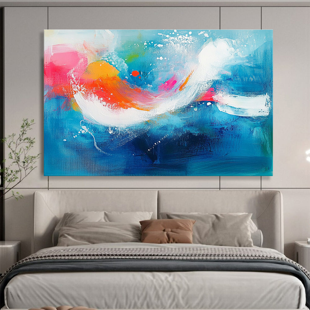 Blue Abstract Waves Art for Coastal Home Office & Relaxing Spa SC308