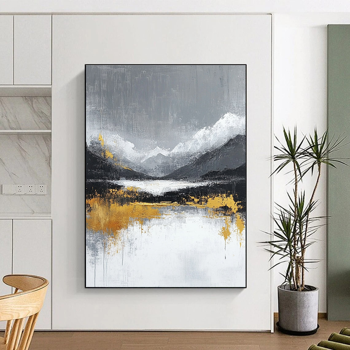 Gold - Touched Mountain Landscape for Sophisticated Home Library & Luxury Hotel Suite STSC224