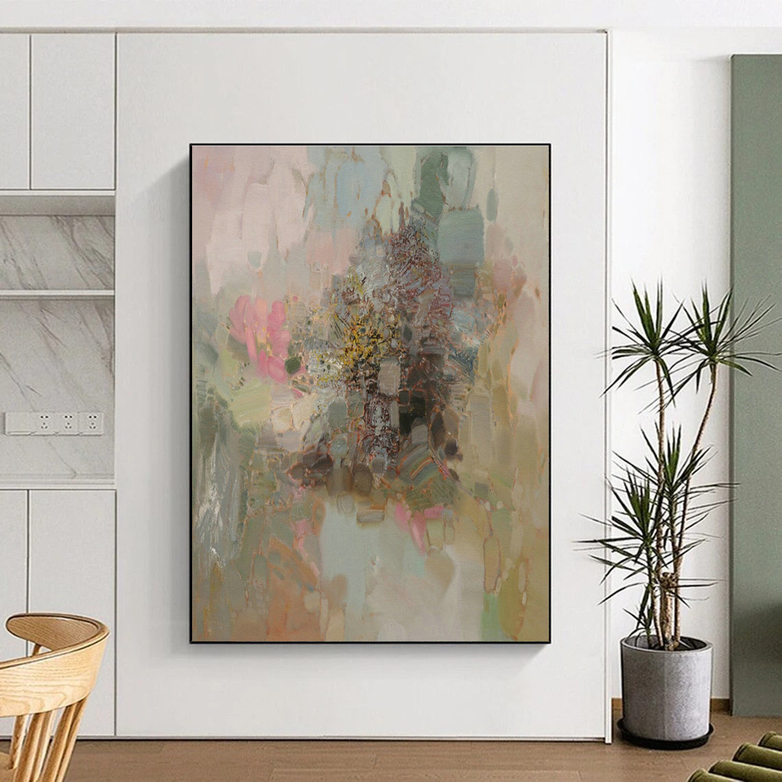 Pastel Abstract Flowers Art for Feminine Boutique & Home Garden Room DLZ2076