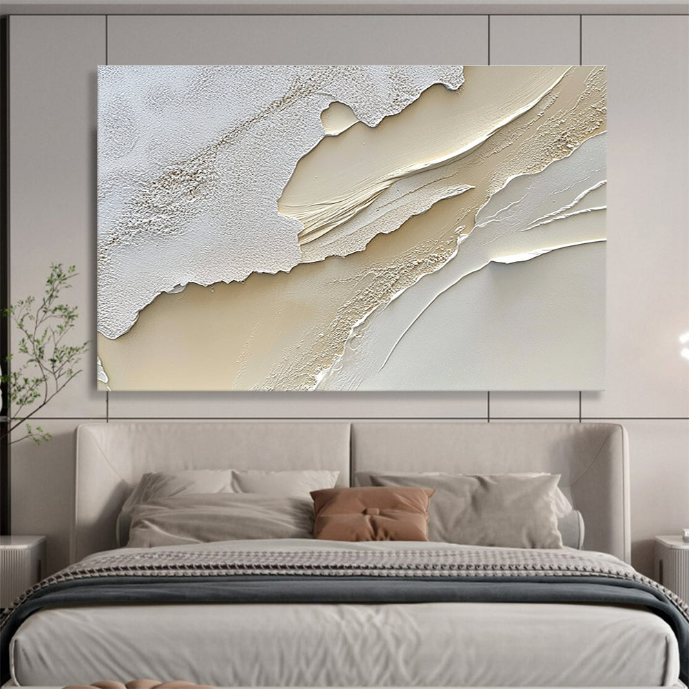 Textured White - Beige Layers Art for Luxury Spa & High - End Boutique SC459