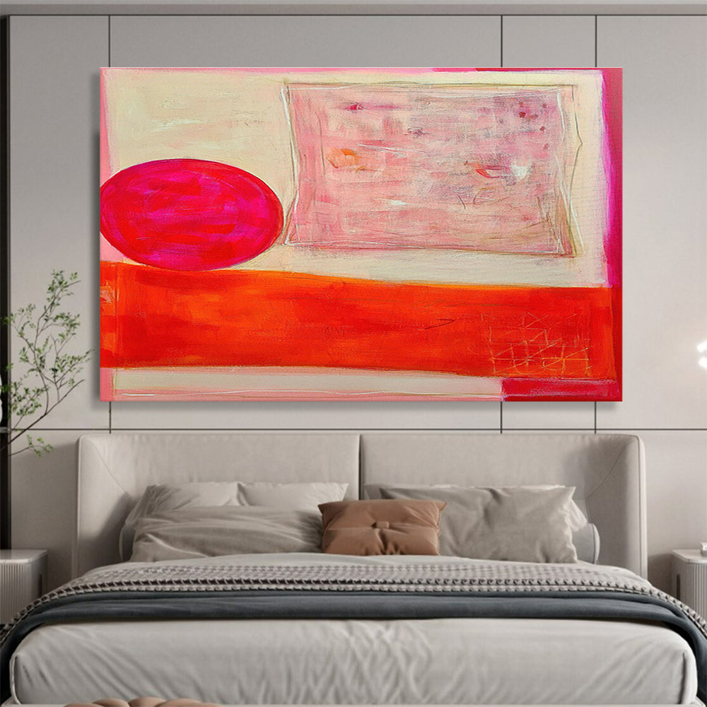 Pink - Orange Minimalist Abstract Art for Contemporary Dining Areas DLZ2457