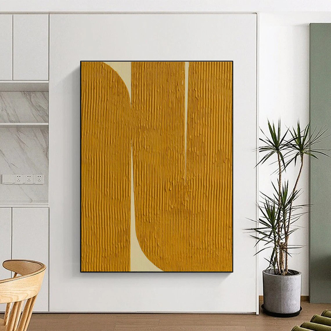 Yellow - White Textured Abstract Art for Modern Office & Art Gallery DLZ1251