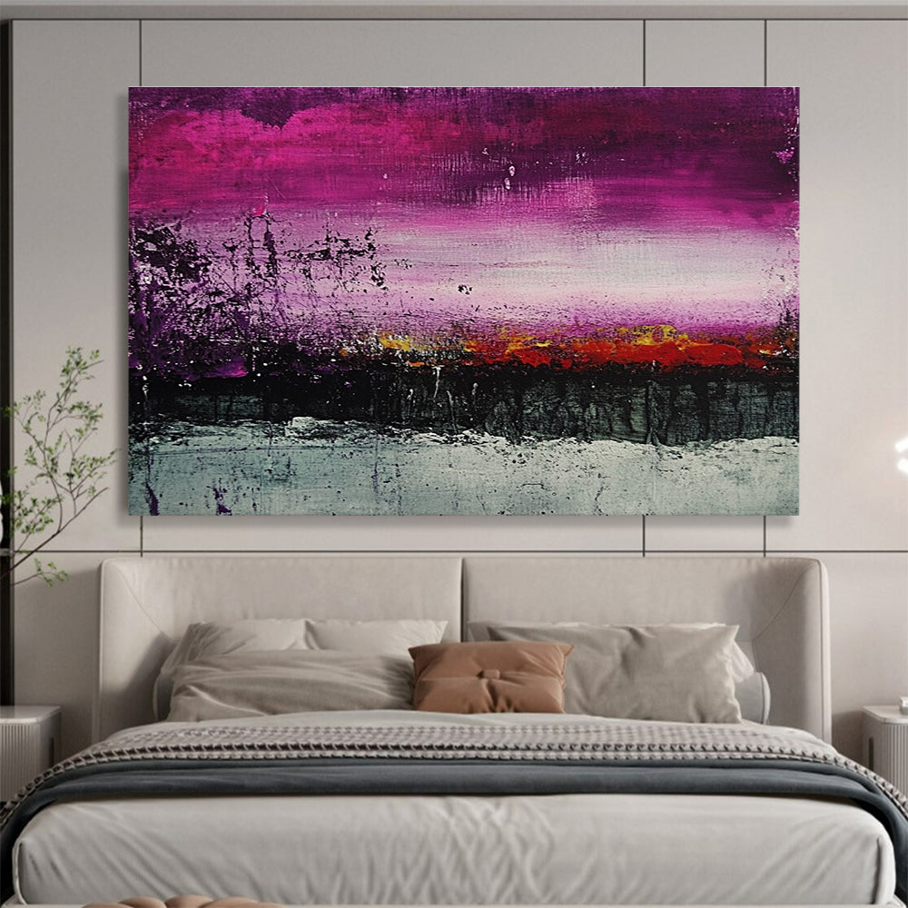 Purple Sunset Abstract Art for Bohemian Bedroom & Rooftop Lounge SC341
