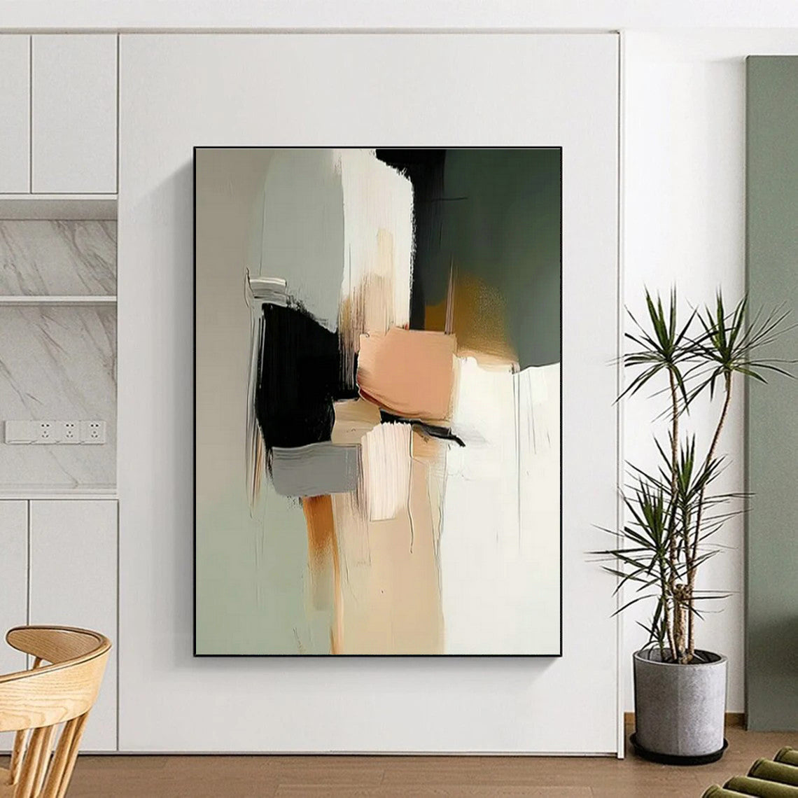 Color - Block Geometric Abstract Art for Modern Living Room & Art Gallery Exhibition DLZ1840