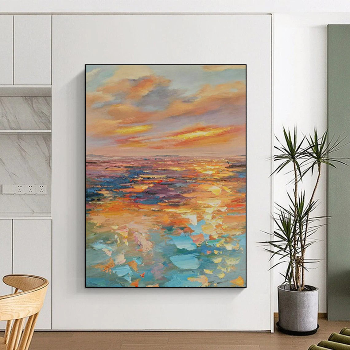 Seaside Sunset Oil Painting for Living Room & Cottages DLZ0340