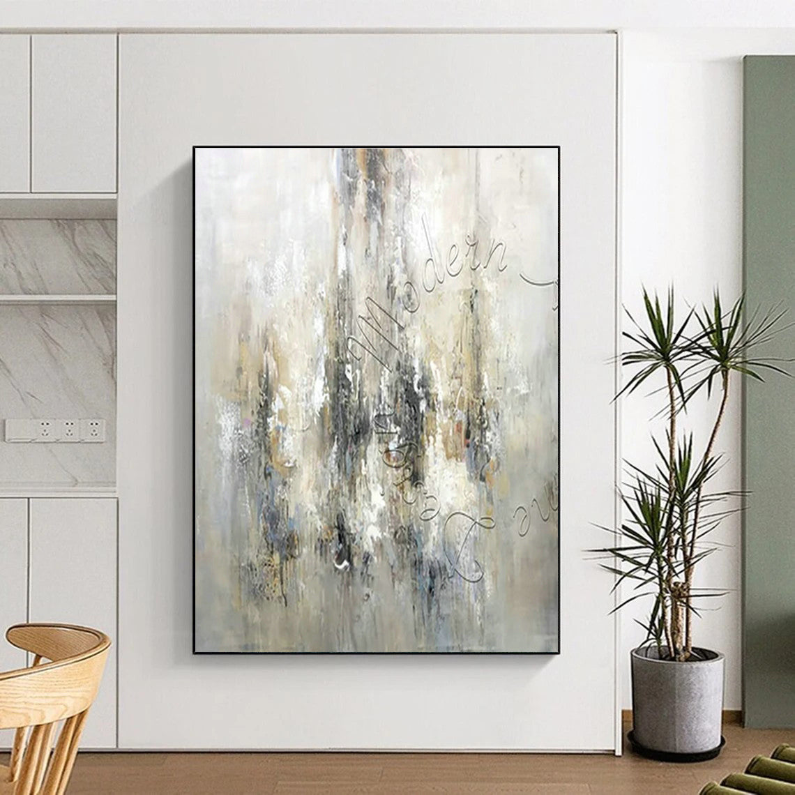 Gray - White Abstract Art for Industrial - Style Home & Contemporary Art Gallery DLZ1826
