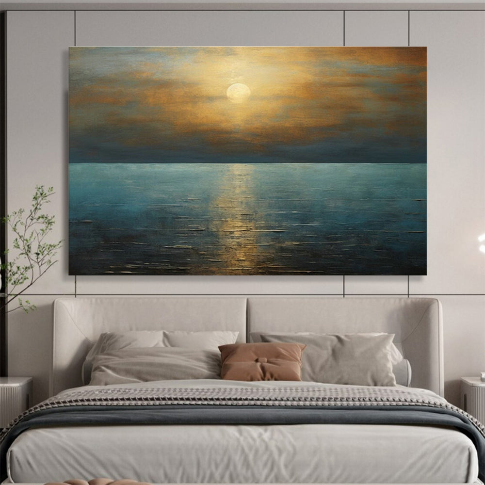 Sea Sunrise Oil Painting for Beach House Dining Rooms DLZ2486