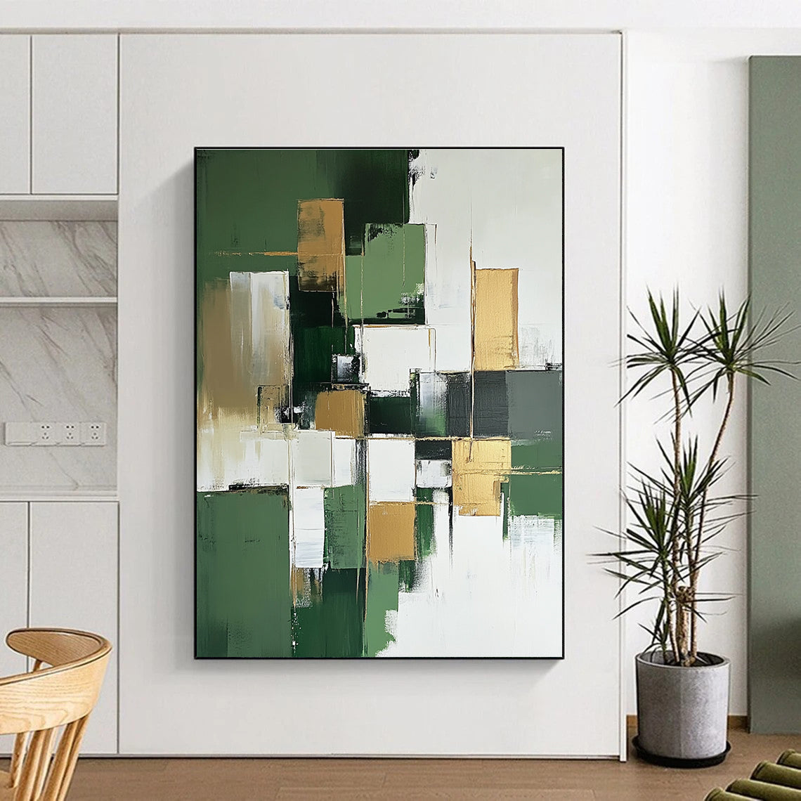 Green and Gold Geometric Abstract for Luxury Home Office & Art Deco - Inspired Lounge STSC611
