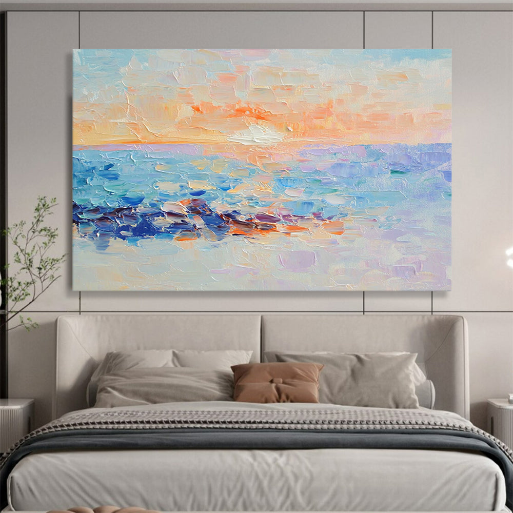 Vibrant Sunset Beach Art for Tropical Resort Lobby & Lively Family Room SC107