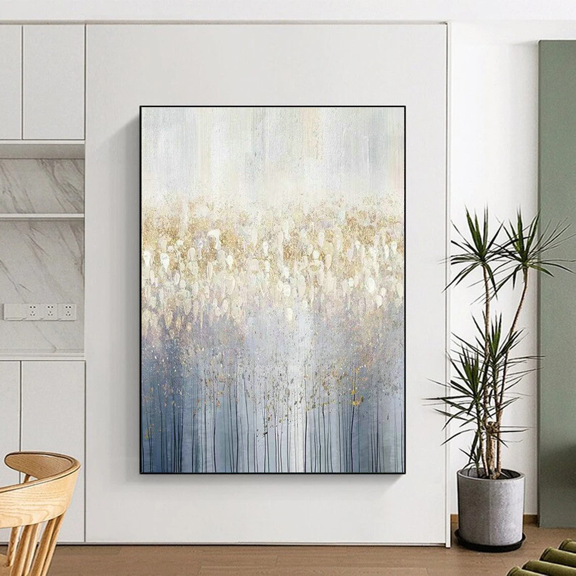 Golden - White Forest Abstract for Nordic - Style Living Room & Luxury Spa Retreat DLZ0930