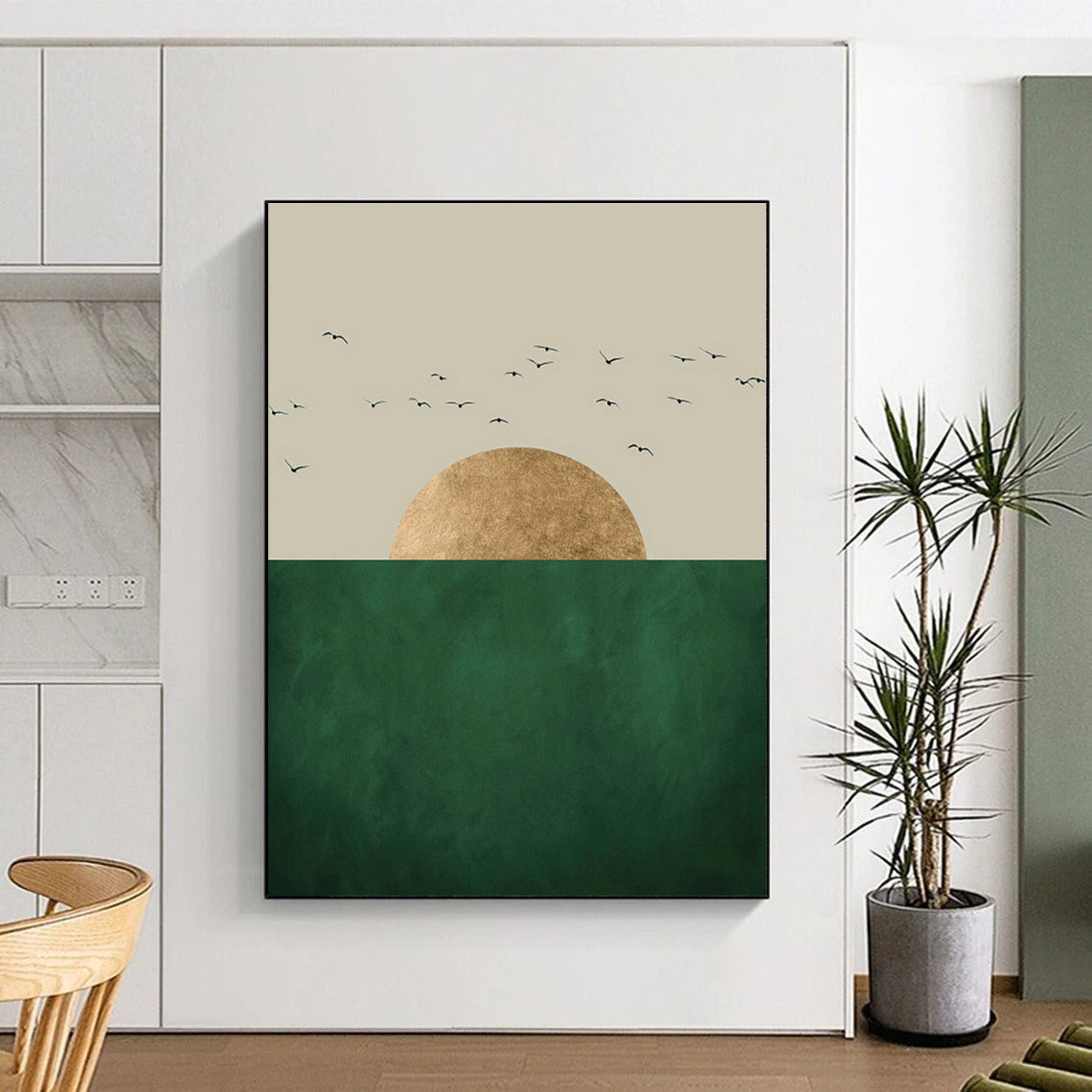 Minimalist Golden Sunset Wall Art for Living Room & Office DLZ0391